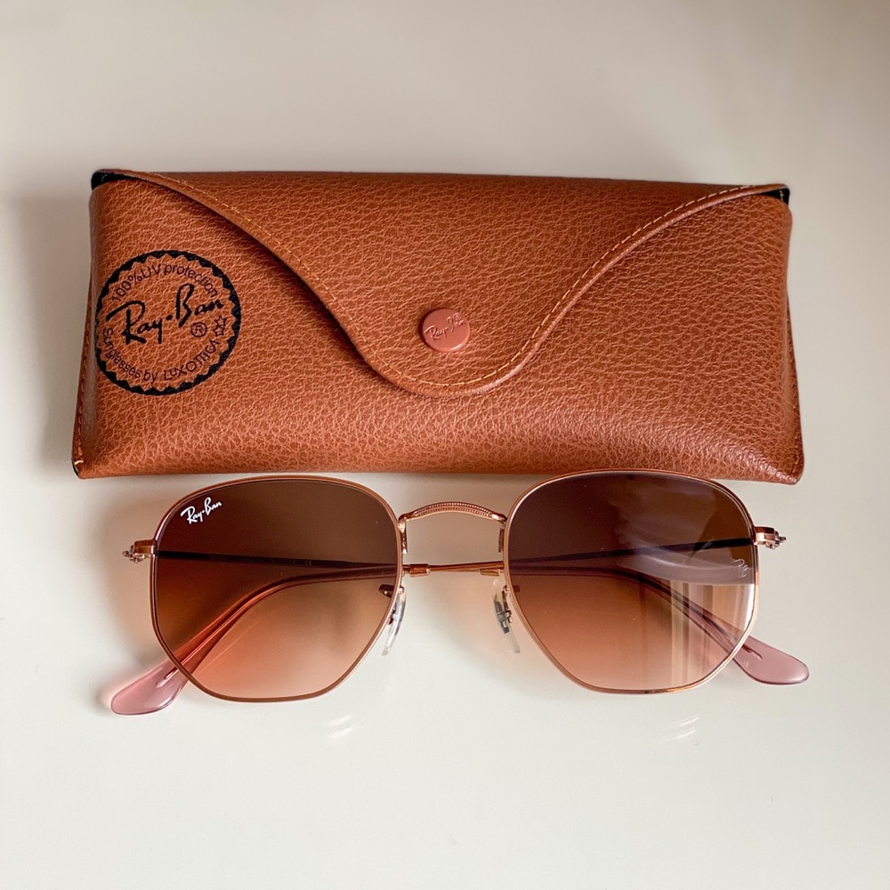 Ray-Ban Hexagonal Flat Lenses Gold Brown Gradient
